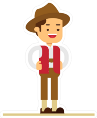Austria Cartoon Man In National Dress Clothing Sticker