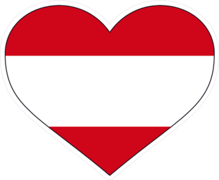 Austria Country Flag Shaped Heart Sticker
