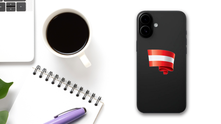Austria Flag Swirl Sticker on a Phone (New) example