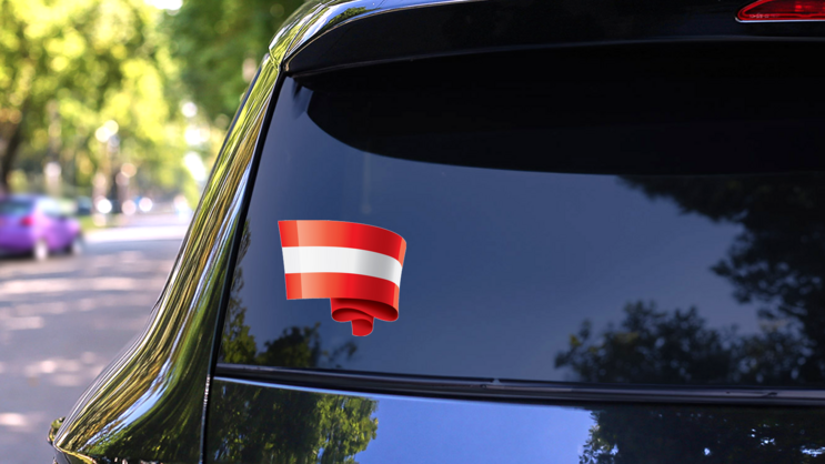 Austria Flag Swirl Sticker on a Rear Car Window (New) example