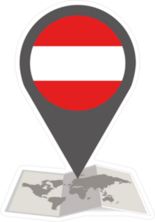 Austria Map And Pointer Sticker
