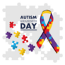 Autism Awareness Day Puzzles & Ribbon Sticker