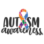 Autism Awareness Lettering And Ribbon Sticker