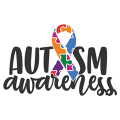 Autism Awareness Lettering And Ribbon Sticker