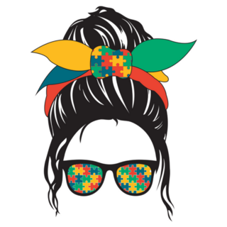 Autism Awareness Messy Bun And Glasses Sticker