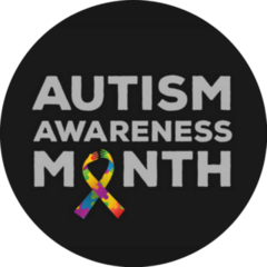 Autism Awareness Month Lettering With Ribbon Sticker