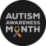 Autism Awareness Month Lettering With Ribbon Sticker