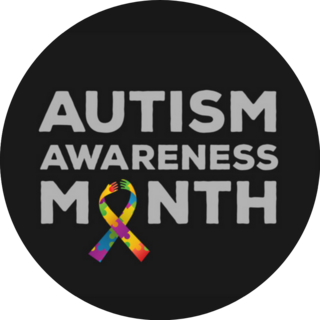 Autism Awareness Month Lettering With Ribbon Sticker