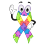 Autism Awareness Ribbon Waving Hello Sticker