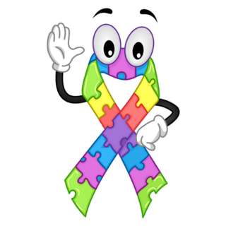 Autism Awareness Ribbon Waving Hello Sticker