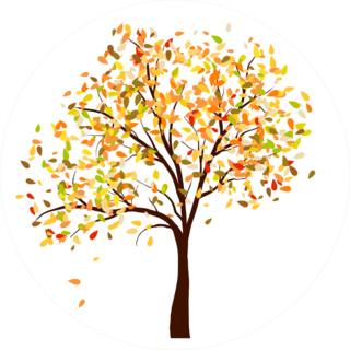 Autumn Birch Tree With Falling Leaves Sticker