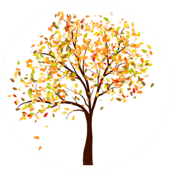 Autumn Birch Tree With Falling Leaves Sticker