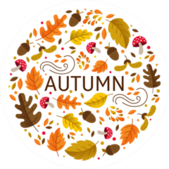 Autumn Circle with Fall Elements Sticker
