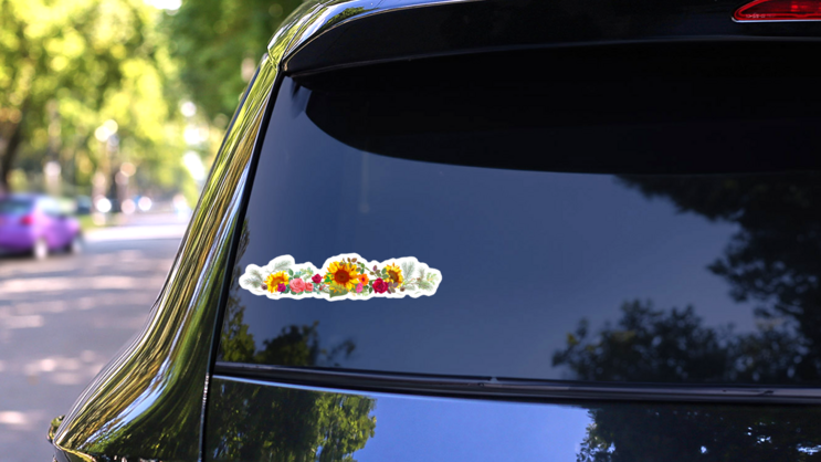 Autumn Flower Border Sticker on a Rear Car Window (New) example
