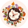 Autumn Forest Hedgehog Sticker