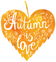 Autumn Is Love Orange Watercolor Leaf Sticker