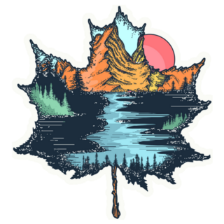 Autumn Leaf Symbol Of Tourism Travel Sticker