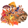 Autumn Mushroom Hedgehog Sticker
