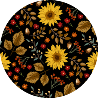 Autumn Sunflowers On Black Background Pattern Sticker