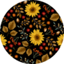Autumn Sunflowers On Black Background Pattern Sticker
