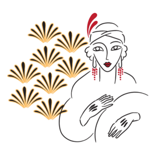 Avant-garde Art Deco 1920s Fashion Sketch Sticker