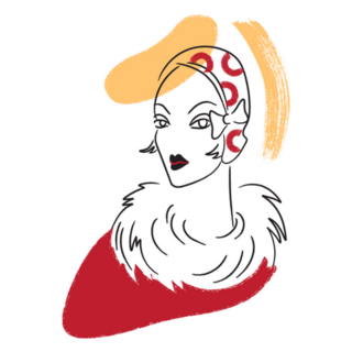 Avant-garde Retro Red Fashion Sketch 20s Style Sticker