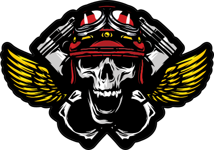 Aviator Skull with Gold Wings Sticker