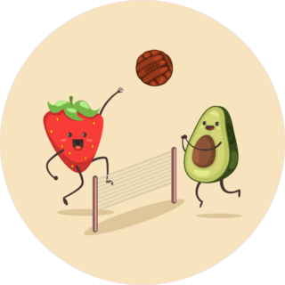 Avocado And Strawberry Play Beach Volleyball Sticker