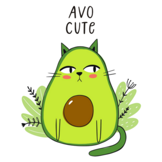 Avocado Cute Cat Illustration Sticker