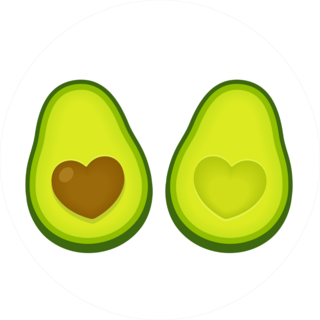 Avocado Halves With Heart Shaped Pit Sticker