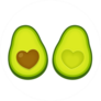 Avocado Halves With Heart Shaped Pit Sticker