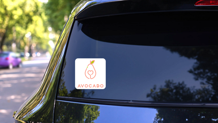Avocado Heart Monoline Sticker on a Rear Car Window (New) example