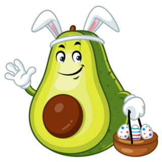 Avocado Holding Basket Of Easter Eggs Sticker
