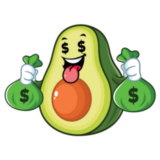 Avocado Holding Money Bags Sticker