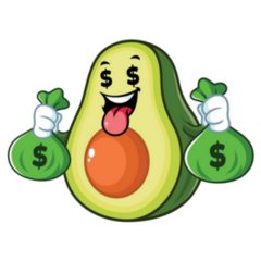 Avocado Holding Money Bags Sticker