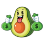 Avocado Holding Money Bags Sticker