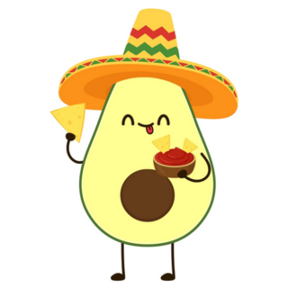Avocado In Sombrero Eating Chip Sticker 