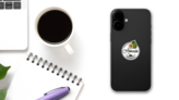 Avocado Organic Logo Sticker on a Phone (New) example