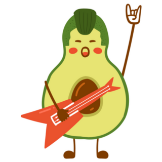 Avocado Rock And Roll Sticker