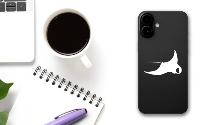 Awesome Stingray Manta Ray Sticker on a Phone (New) example