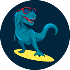 Awesome Surfing Dinosaur Sticker
