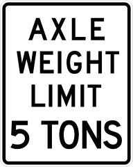 Axle Weight Limit 5 Tons Sticker