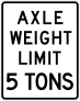 Axle Weight Limit 5 Tons Sticker