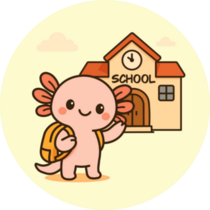 Axolotl At School Sticker
