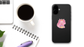 Axolotl Birthday Sticker on a Phone (New) example