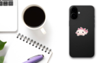 Axolotl Cute Amphibian Sticker on a Phone (New) example