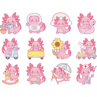 Axolotl Cute Sticker Sheet