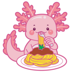 Axolotl Eating Pasta Sticker