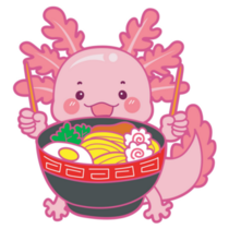 Axolotl Eating Ramen Sticker