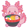 Axolotl Eating Ramen Sticker
